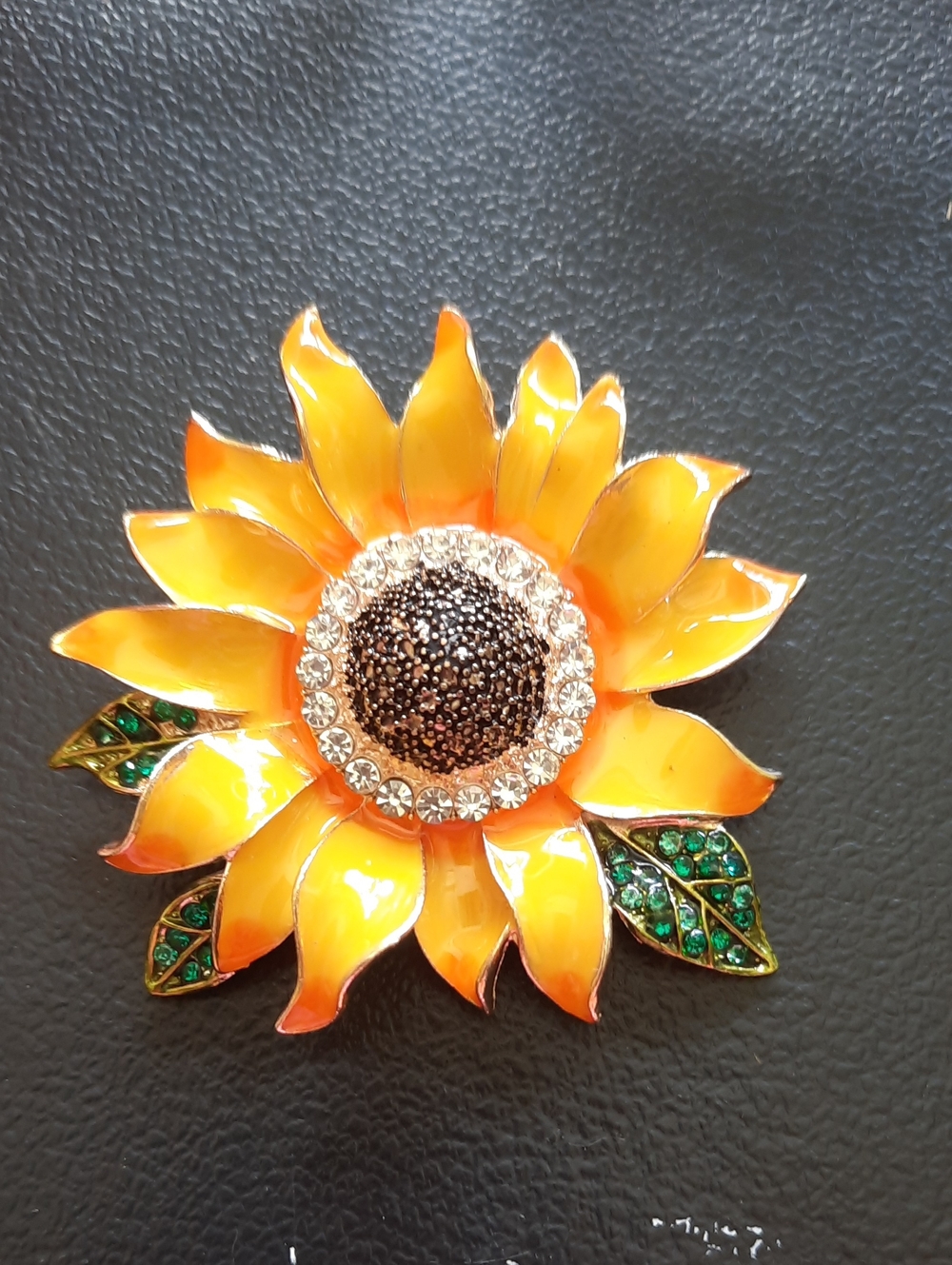 Sunflower Enamel Rhinestone Brooch